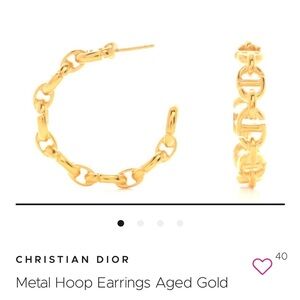 Christian Dior Metal Hoop Aged Earrings excellent condition